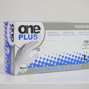 One Plus +1 Nitril Pudrasiz Muayene Eldiveni Mavı Toptan Satış Üretici (3)