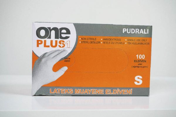 One Plus +1 lateks muayene eldivenleri pudrali Toptan Satış Üretici (2)