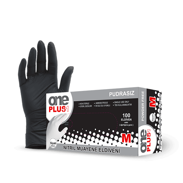 One Plus +1 Nitril Muayene Eldiveni Siyah Toptan Satış Üretici