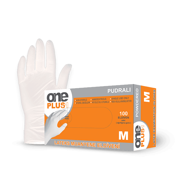 One Plus +1 lateks muayene eldivenleri pudrali Toptan Satış Üretici